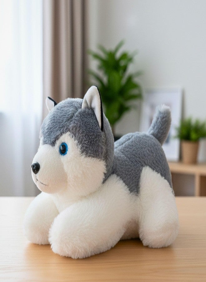 تيكلز كلب هاسكي موسيقي يصدر صوت نباح، لعبة حيوانية محشوة ناعمة للأطفال من الأولاد والبنات، هدية عيد ميلاد (اللون: أبيض ورمادي، الحجم: 28 سم) - Image 4